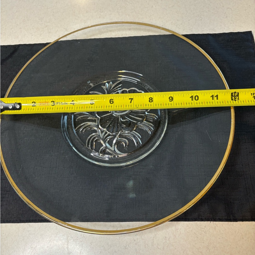 Vintage Gailstyn”It’s Dilly” Glass Serving Bowl With 22K Gold - Trimmed Rim - Picture 8 of 9